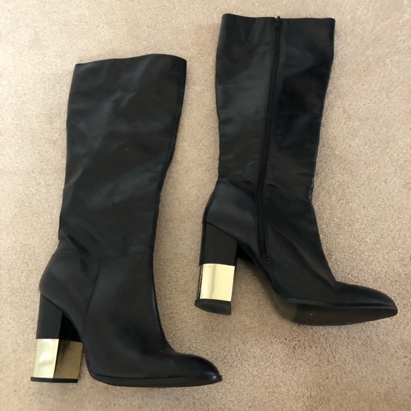 nine west black high heel boots